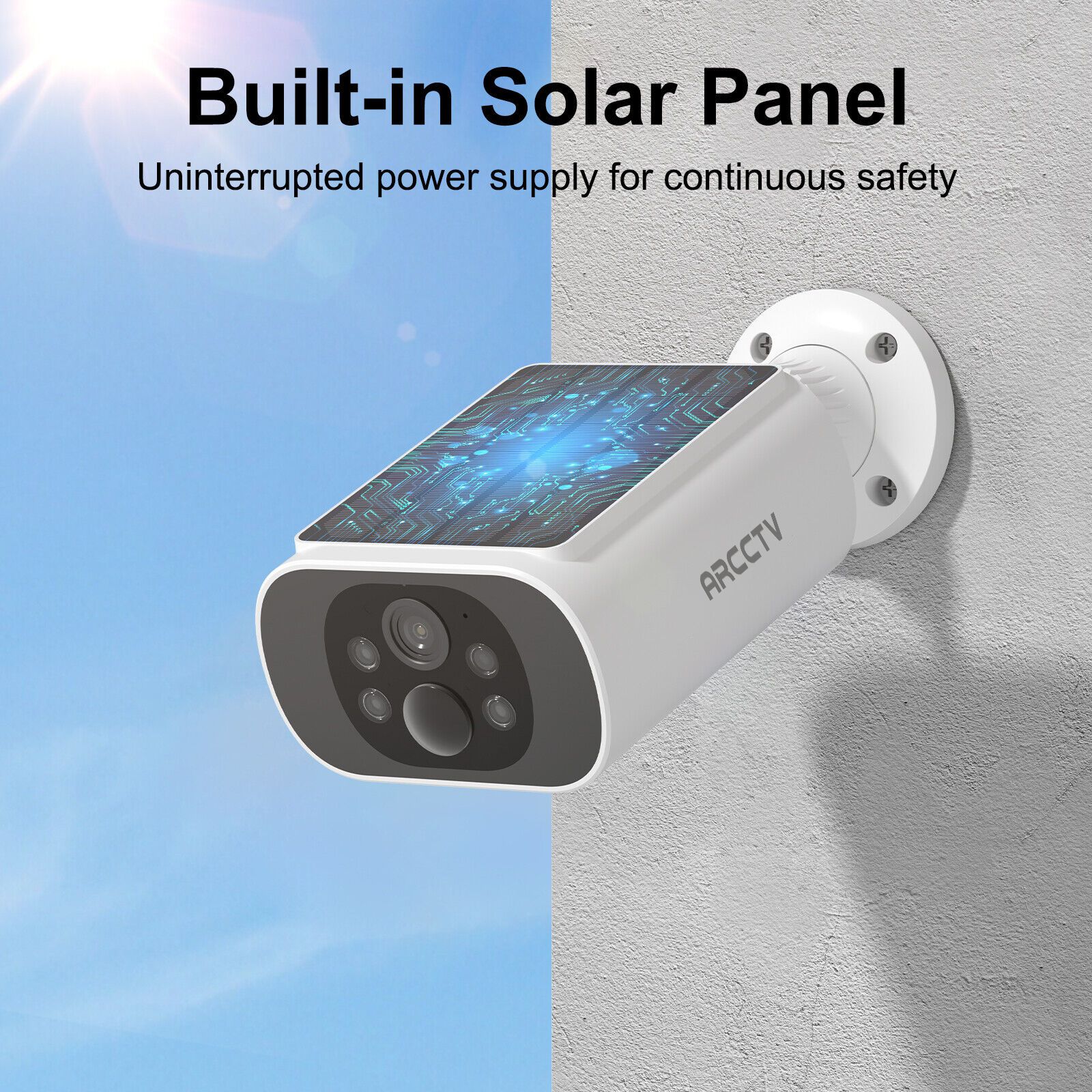 ARCCTV Pro 2K 4MP C3 Wifi Solar Battery Camera Kit CCTV System with 64GB SD Card