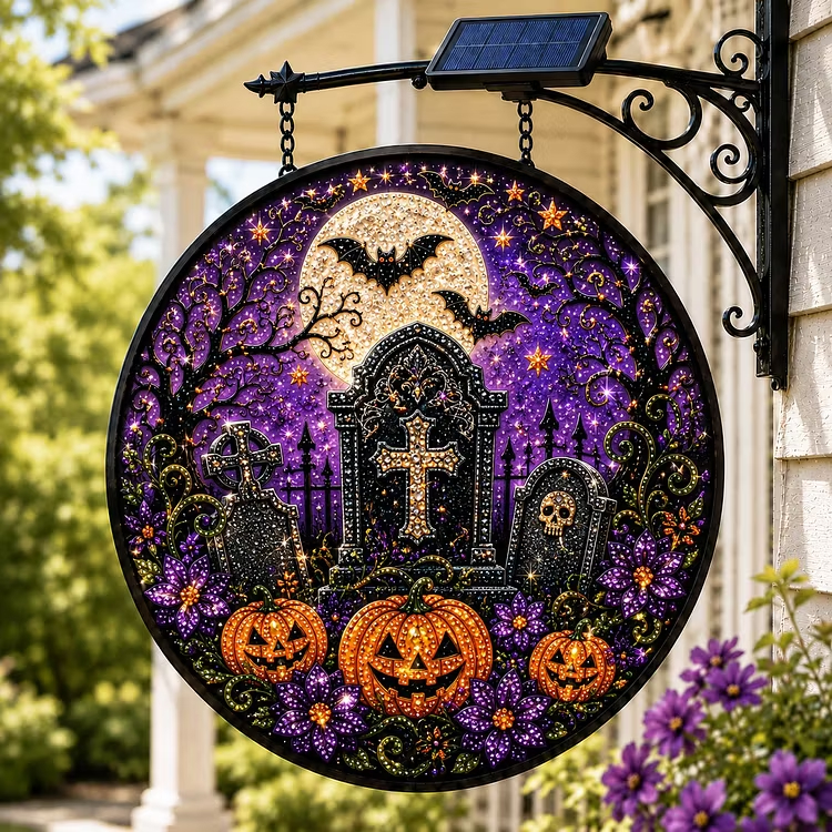 🎃 Solar Halloween LED Hanging Sign Light 👻