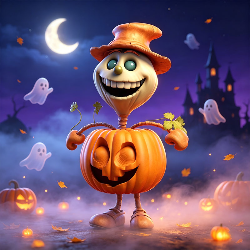 Halloween Cute Pumpkin Man Figurine