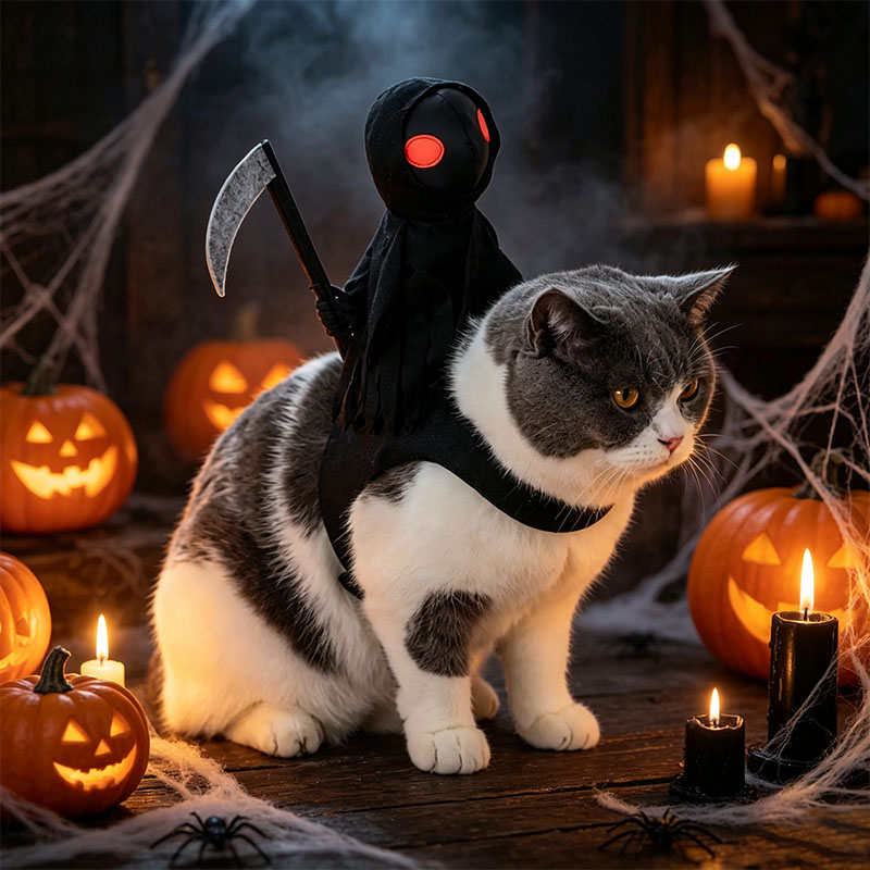 Dark Harvest Knight Transformation Pet Costume - One Tiny Rider. A Whole Lot of Howls.