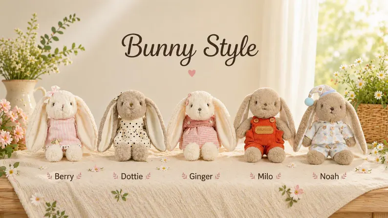 Personalized Embroidered Bunny Plush Baby Gift, Custom Stuffed Rabbit, Baby Shower Gift, Baby’s First Stuffed Animal, Nursery Keepsake