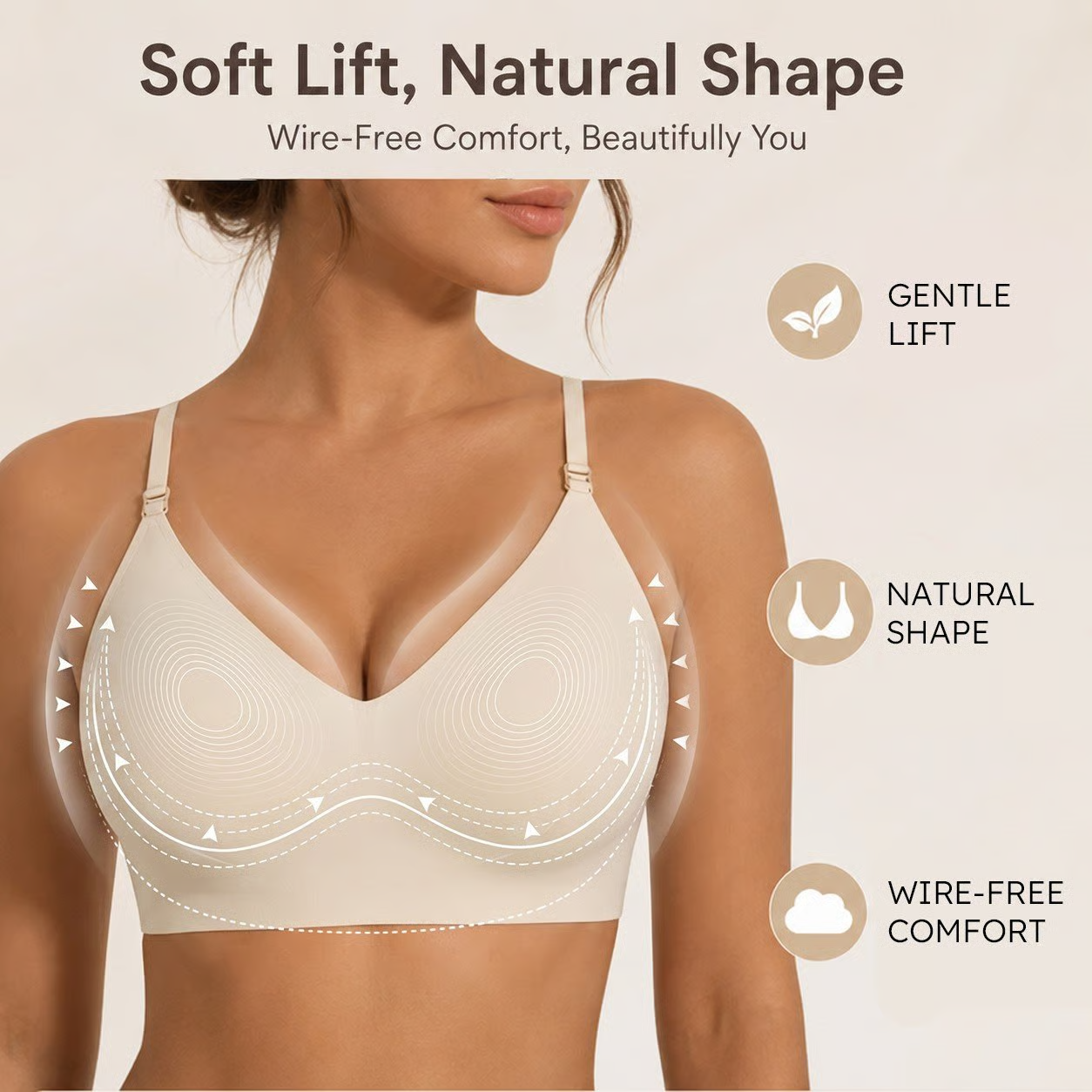 Womens Solid Color Wireless Backless Bra(3 Packs)