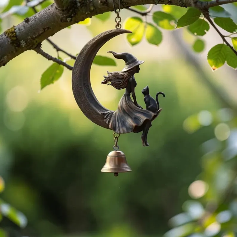 🔥LAST DAY 50% OFF - Witch Moon Black Cat Wind Chime