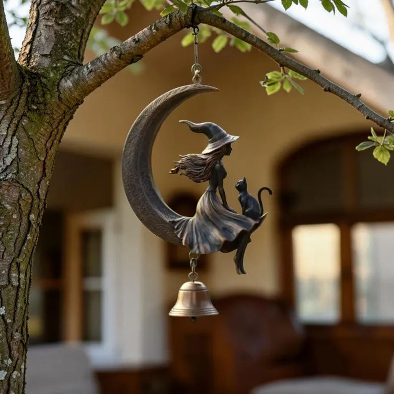 🔥LAST DAY 50% OFF - Witch Moon Black Cat Wind Chime
