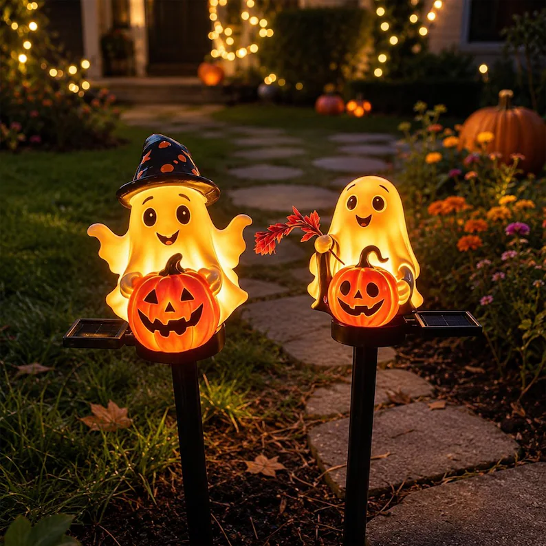 Halloween Spooky Waterproof Solar Ghost Stake Lights for Yard