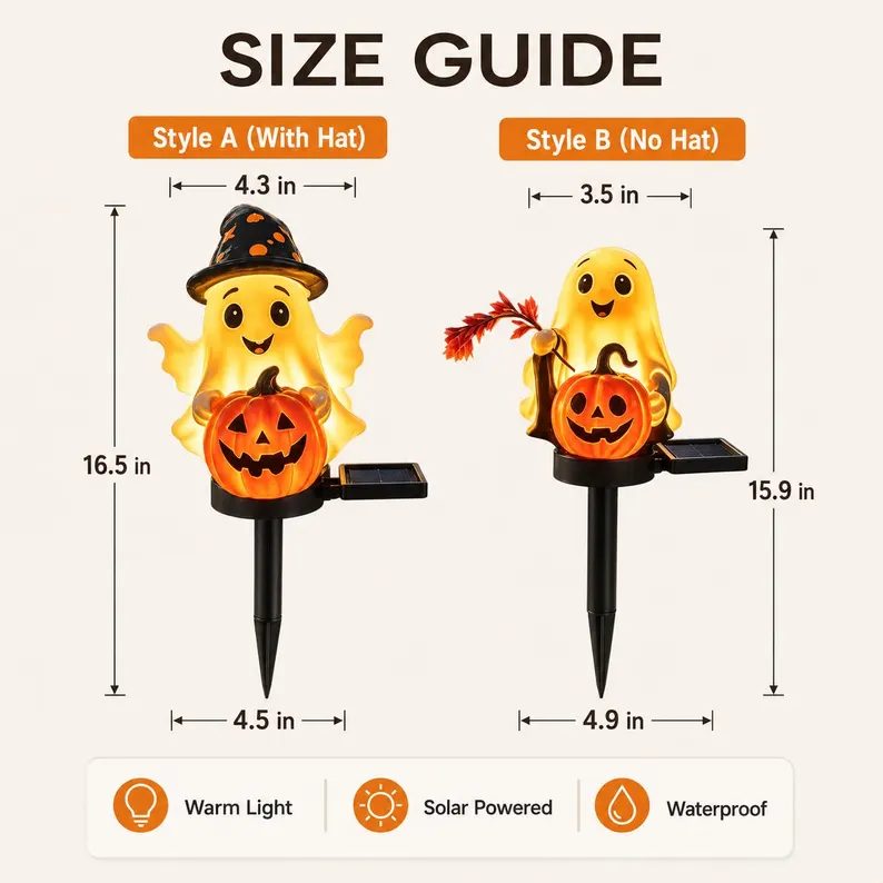 Halloween Spooky Waterproof Solar Ghost Stake Lights for Yard