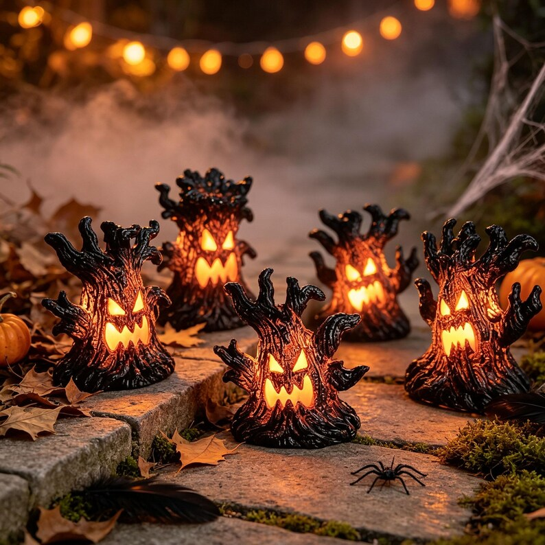 Halloween Haunted Spooky Face Tree Ornaments Light for Home & Party