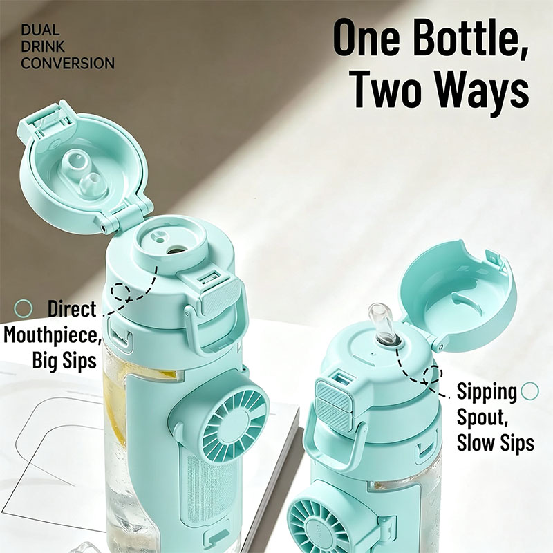 2-in-1 Water Bottle with Built-in Foldable Fan