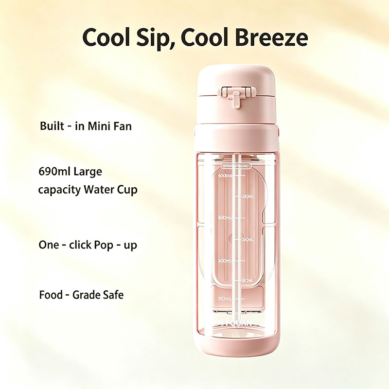2-in-1 Water Bottle with Built-in Foldable Fan