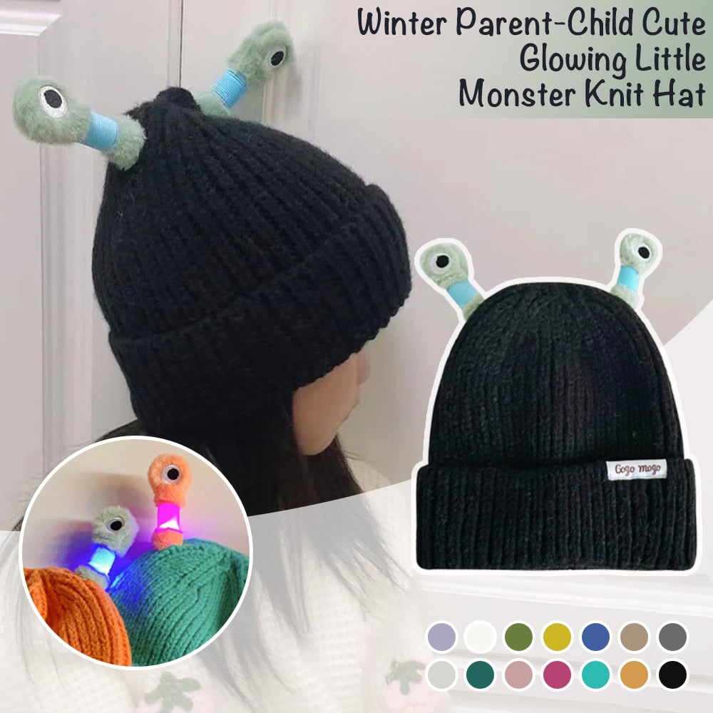 HOT SALE - 49% OFFWinter Parent-Child Cute Glowing Little Monster Knit Hat