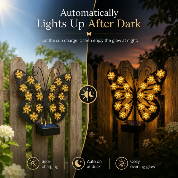 🦋 Solar Butterfly Garden Light