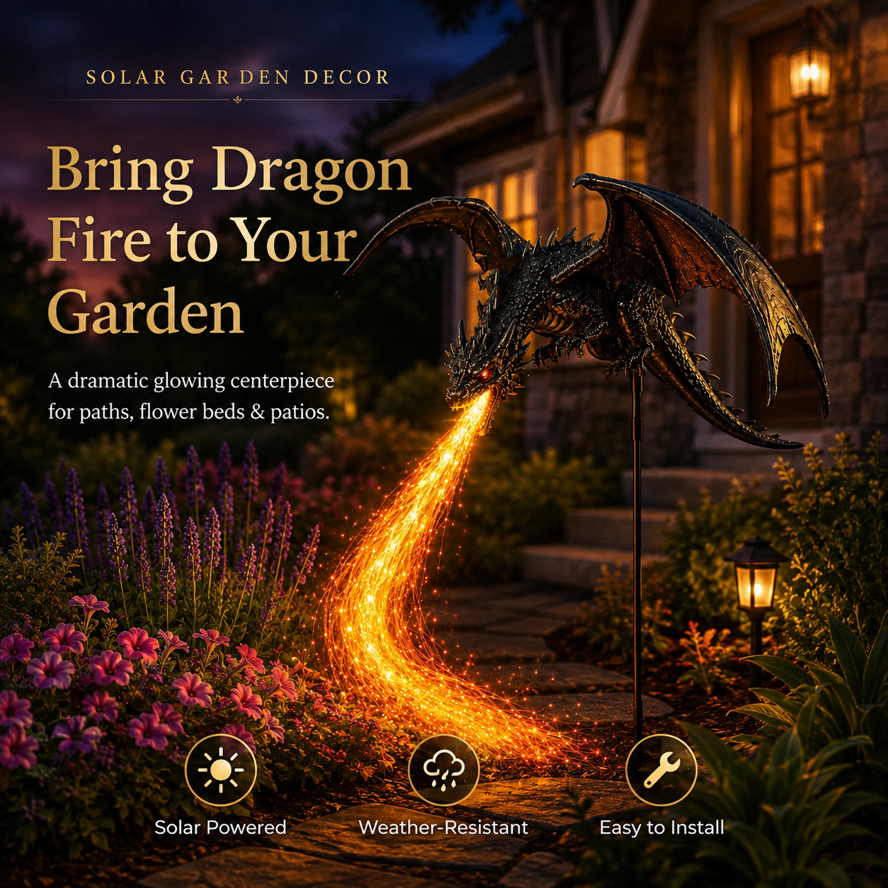 🔥 HOT SALE 49% Off 🔥 Solar Dragon Fire Garden Light