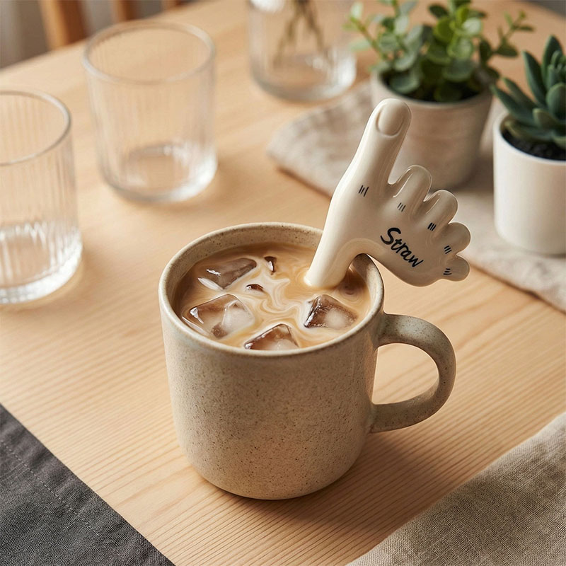 🔥Halloween 70% OFF🌟Handmade Foot-Shaped Ceramic Straw