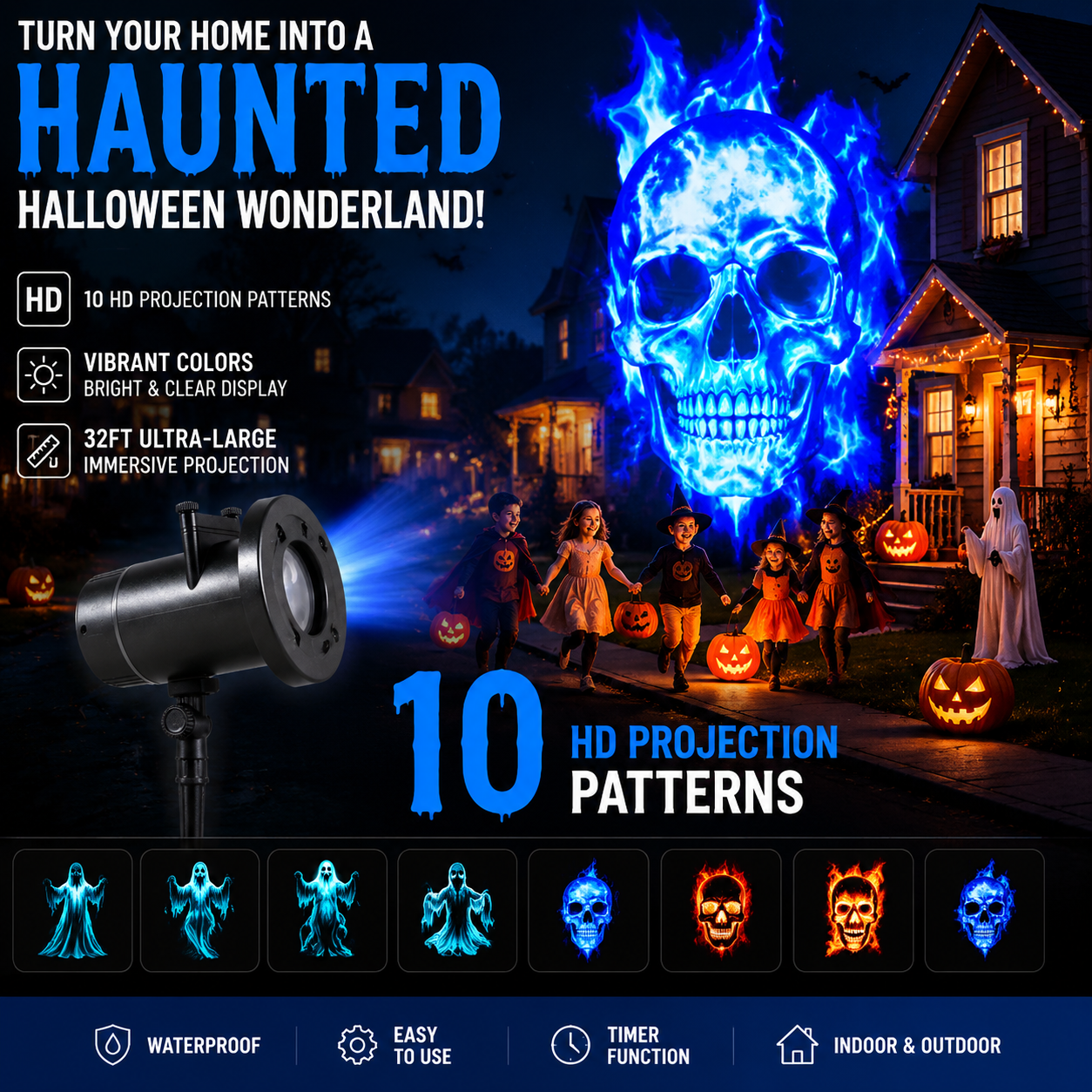 🎃32FT HD Halloween Projector | That Disappoint Your Halloween Party | 10 Unique HD Projection Patterns