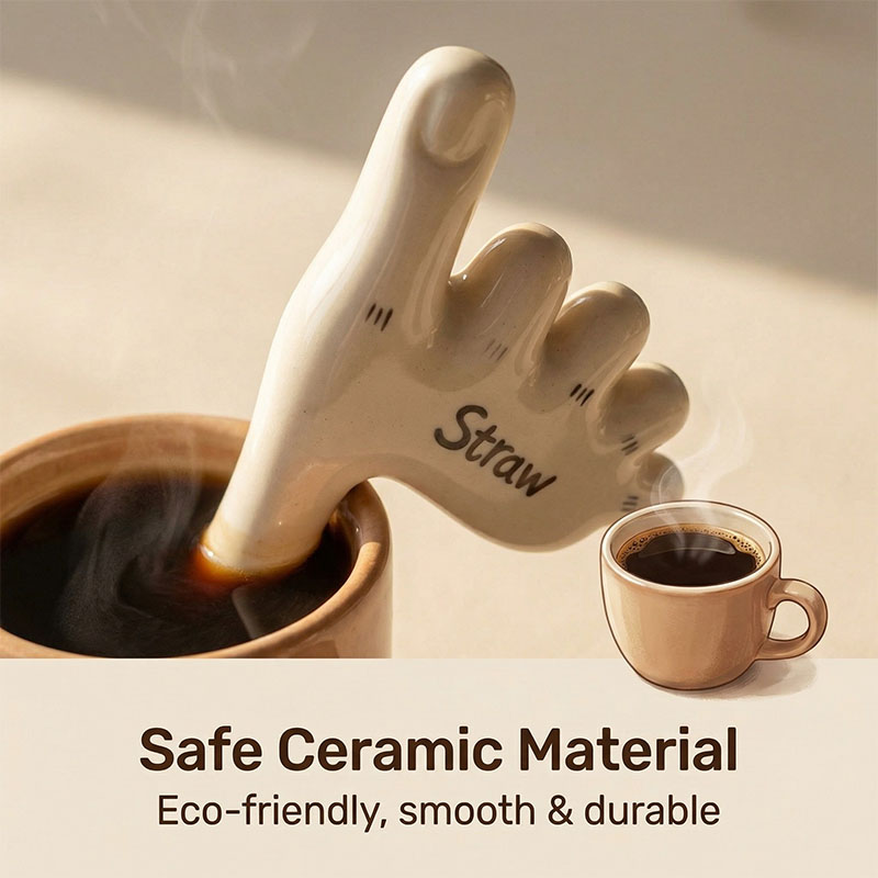 🔥Halloween 70% OFF🌟Handmade Foot-Shaped Ceramic Straw