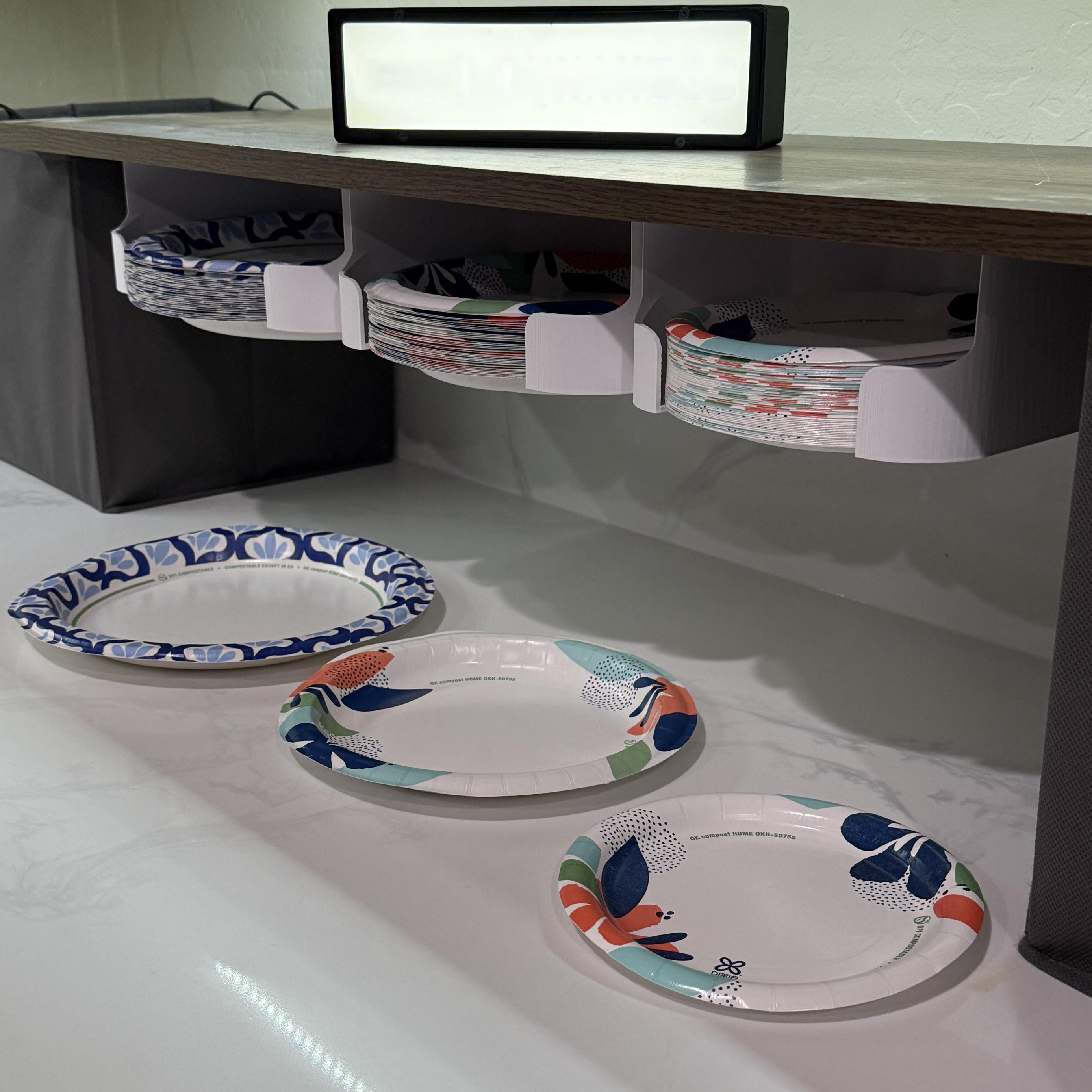Under-Cabinet Paper Plate Dispenser (6, 8 or 10 Inch Plates)