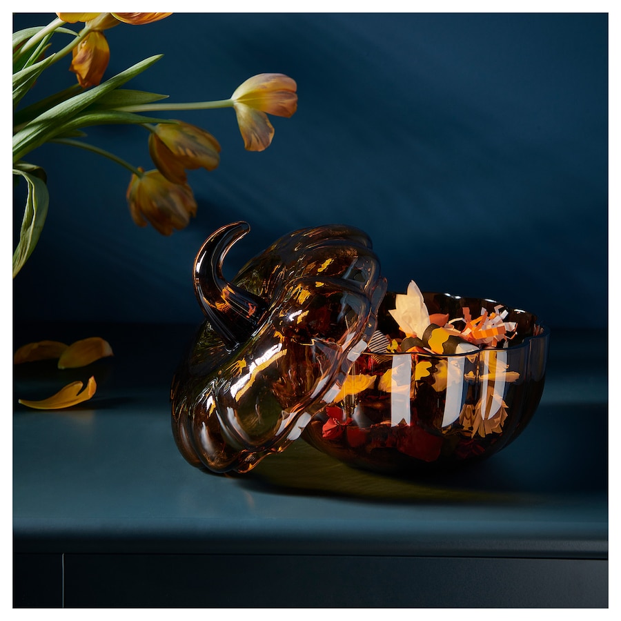 Amber Glass Pumpkin Candy Box