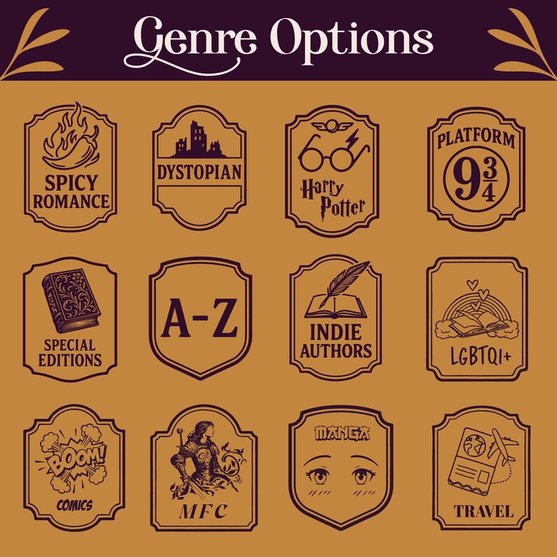 Custom Book Genre Shelf Dividers