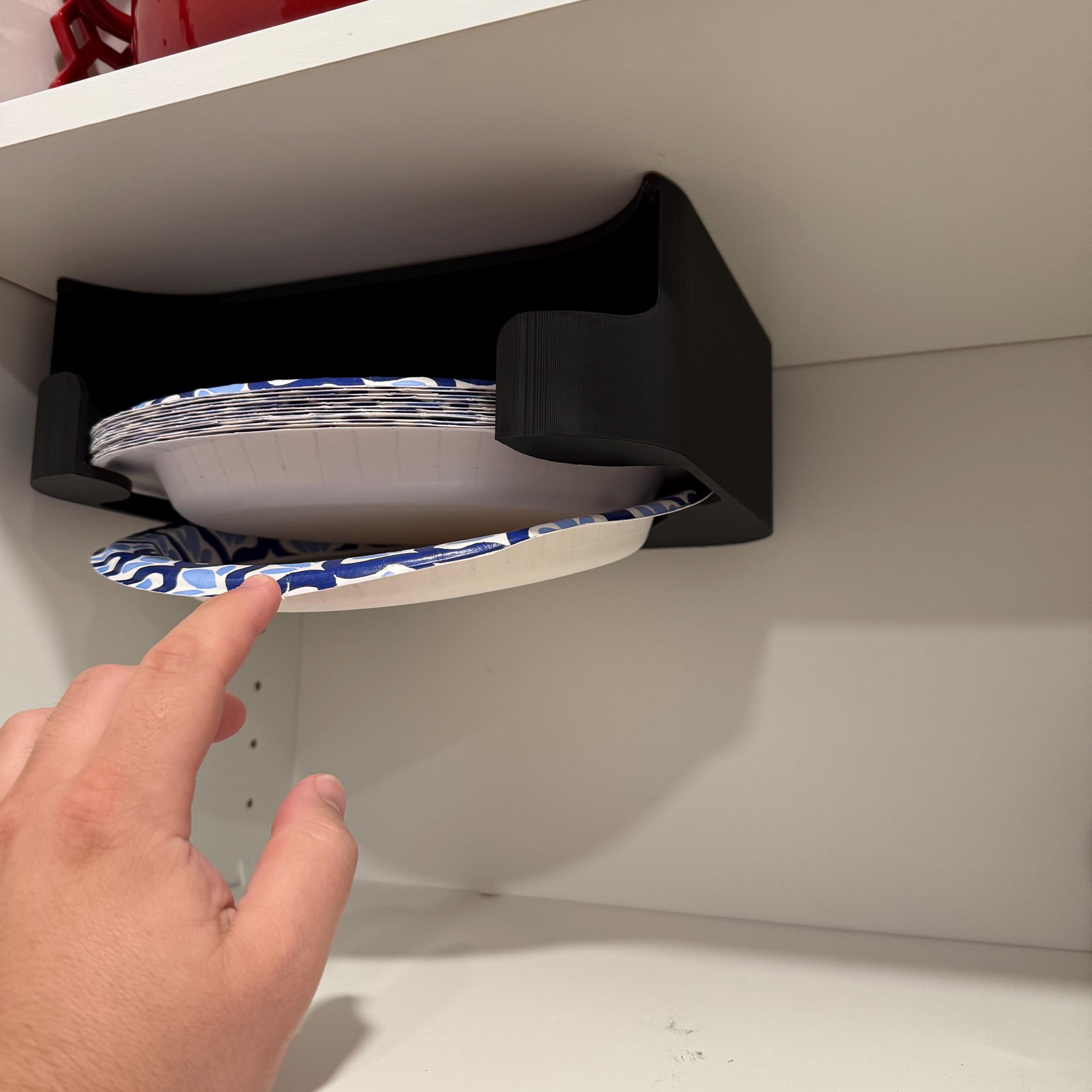 Under-Cabinet Paper Plate Dispenser (6, 8 or 10 Inch Plates)