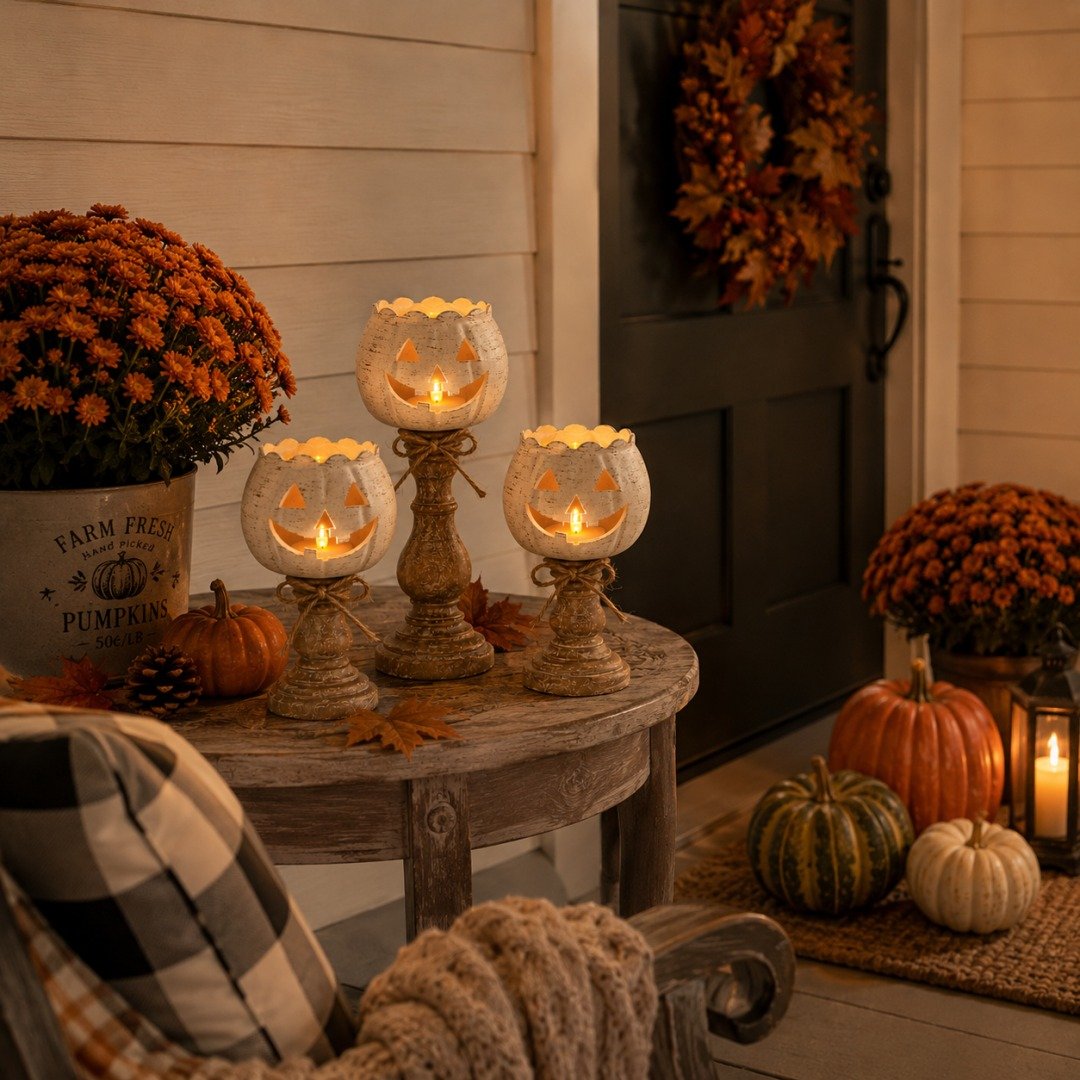 🎁Last Day 50% OFF🔥Rustic White Pumpkin Tealight Candle Holder✨