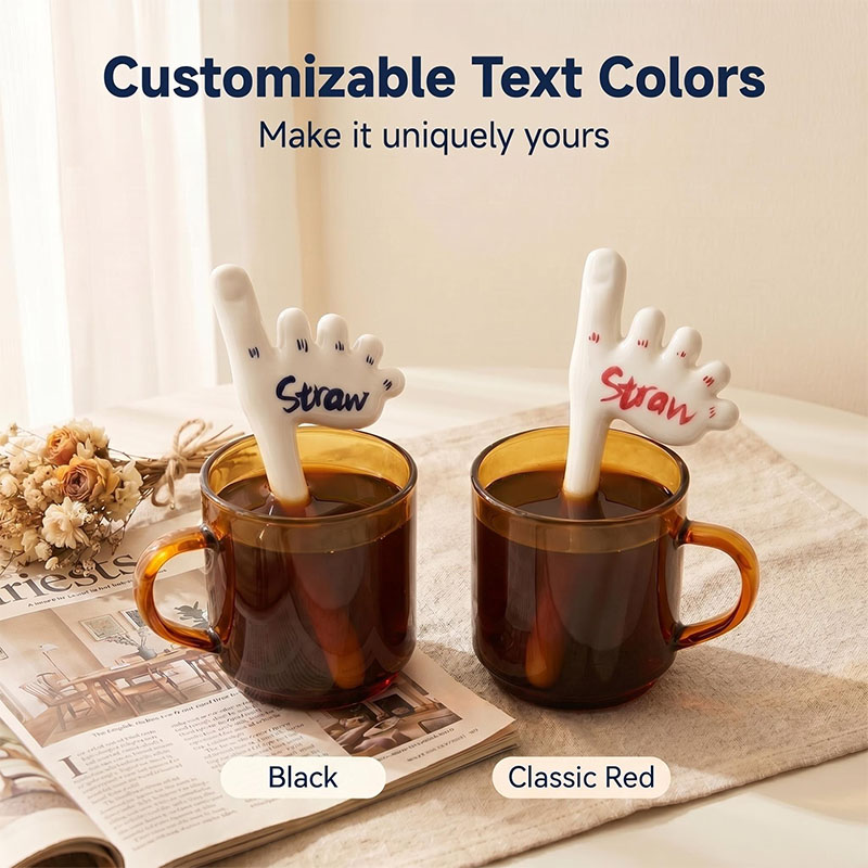🔥Halloween 70% OFF🌟Handmade Foot-Shaped Ceramic Straw