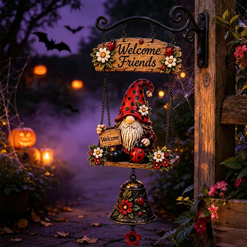 🔥Limited time 50% OFF – Rustic Garden Gnome Bell Outdoor Decor 🐞🌼