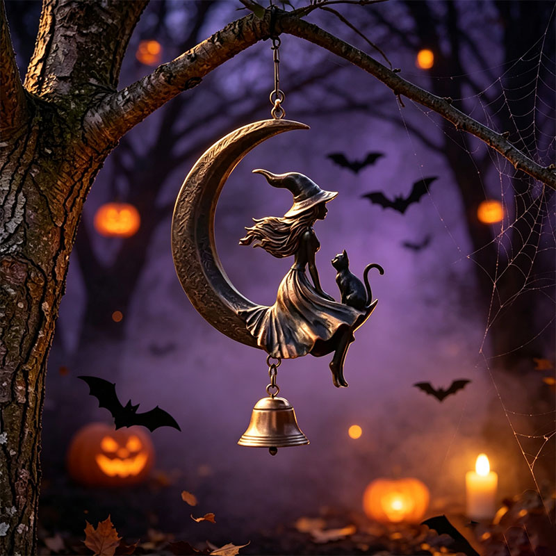 🔥LAST DAY 50% OFF - Witch Moon Black Cat Wind Chime