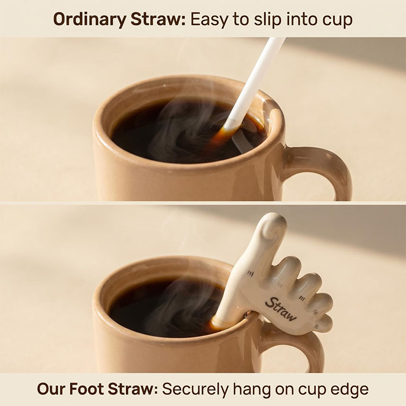 🔥Halloween 70% OFF🌟Handmade Foot-Shaped Ceramic Straw