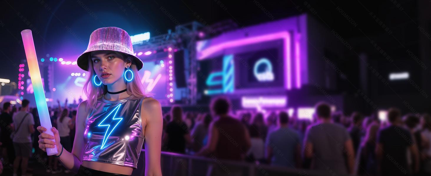 CARVEDREAM LED Light-Up Fisherman Bucket Hat - 7-Color Blink, Glow in the Dark, USB Rechargeable, Fashionable Hats with Batteries for EDM Festivals, Bonfire Events, Led Lights, Usb Charge, Breathable Fabric Keeps Cool, Instant Rave Outfit Upgrade, Birthda CARVEDREAM LED Light-Up Fisherman Bucket Hat - 7-Color Blink, Glow in the Dark, USB Rechargeable, Fashionable Hats with Batteries for EDM Festivals, Bonfire Events, Led Lights, Usb Charge, Breathable Fabric Keeps Cool, Instant Rave Outfit Upgrade, Birthda