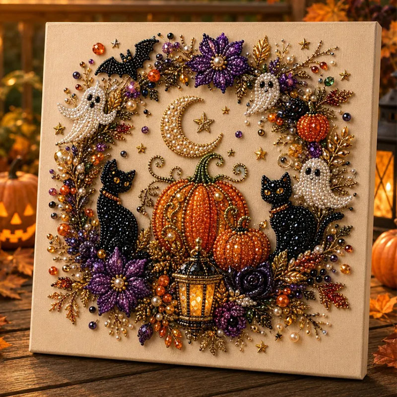 💥 Last Day 49% OFF – 👻✨ Halloween Pearl Art DIY Kit – Turn Tiny Pearls into Spooky-Cute Magic
