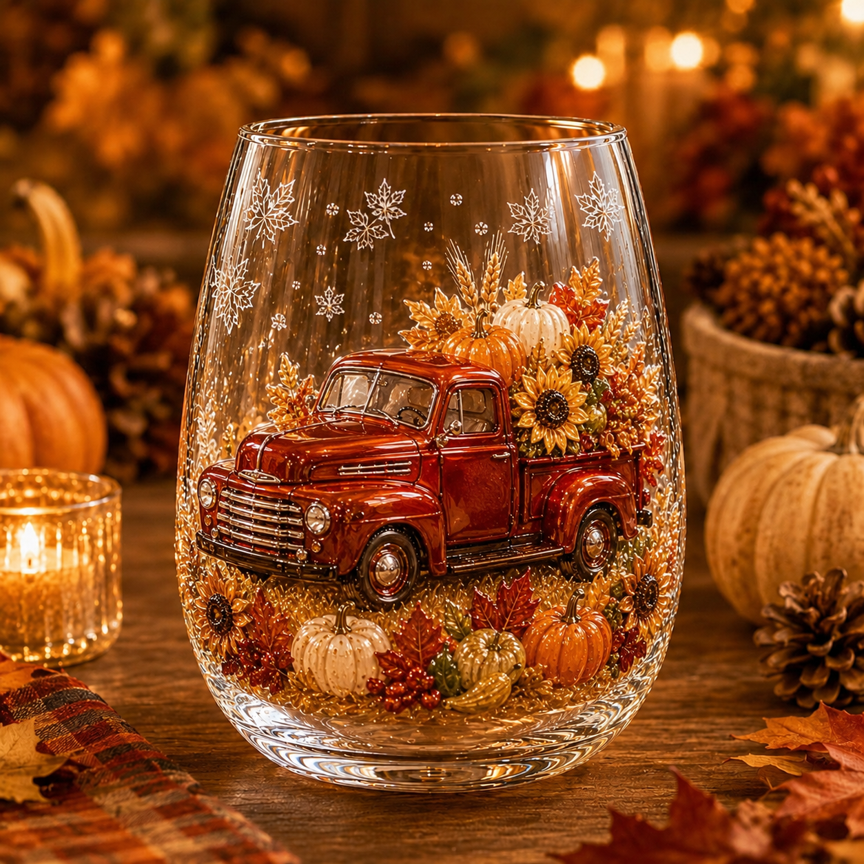 🍂Autumn Harvest 3D Glass Cup Gift Set – 6 Festive Designs