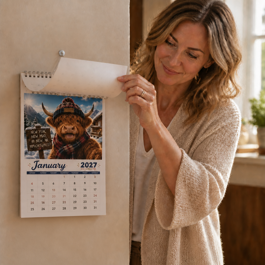 2027 Highland Cow Wall Calendar