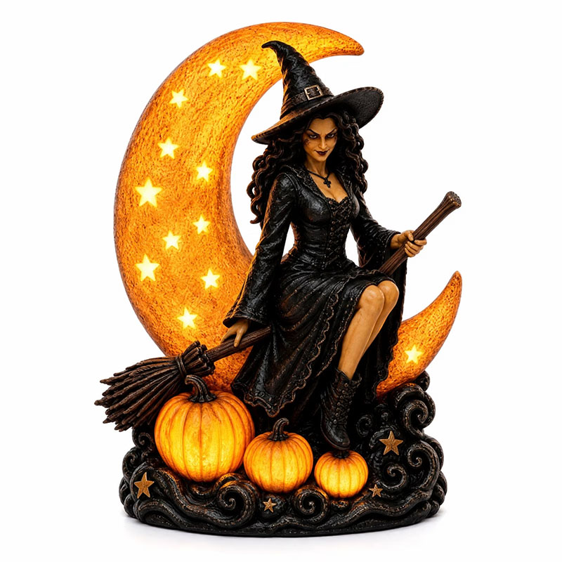 Enchanted Gothic Crescent Vintage Witch Moon LED Tabletop Lamp