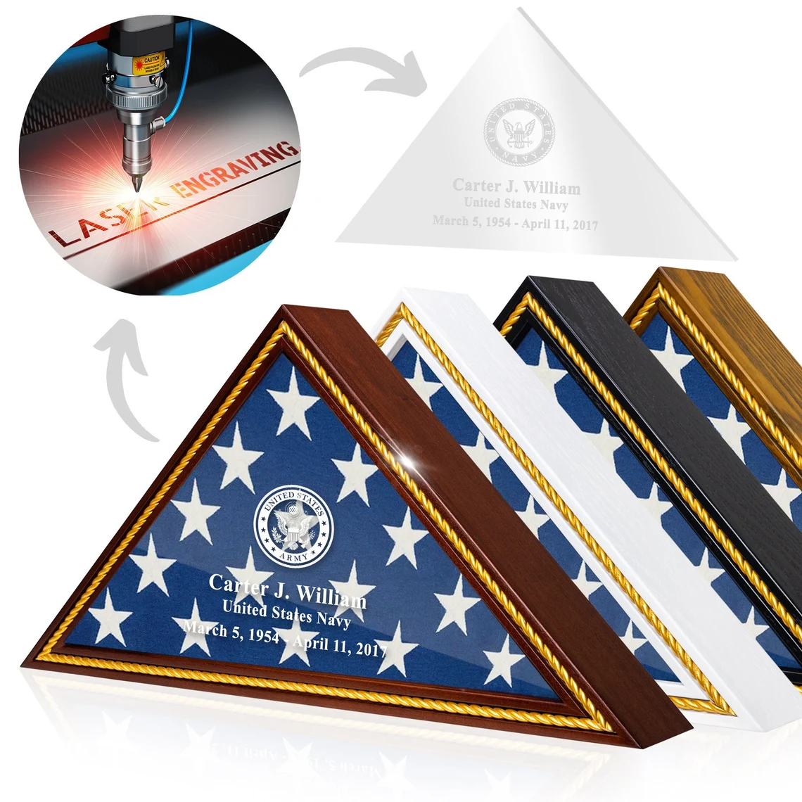 Personalized Memorial Flag Display Case