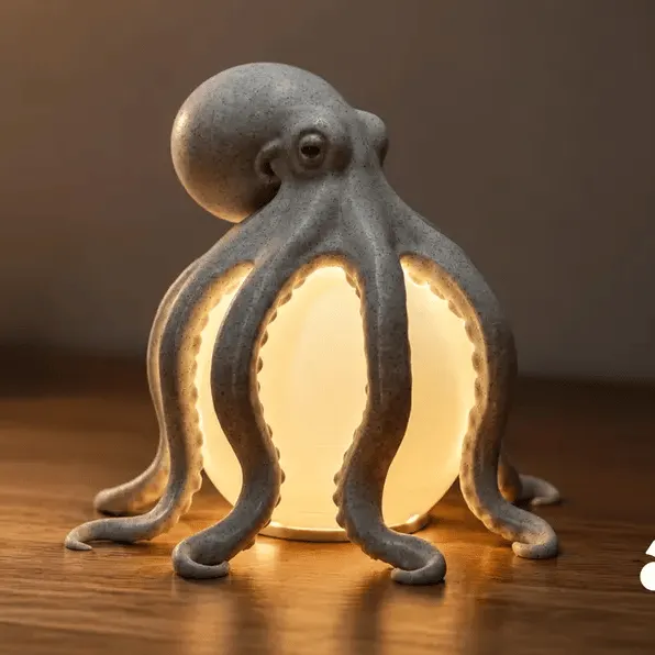 🐙Octopus Ocean Decor Table Lamp Nautical Resin LED Bedside Desk Lamp Gift