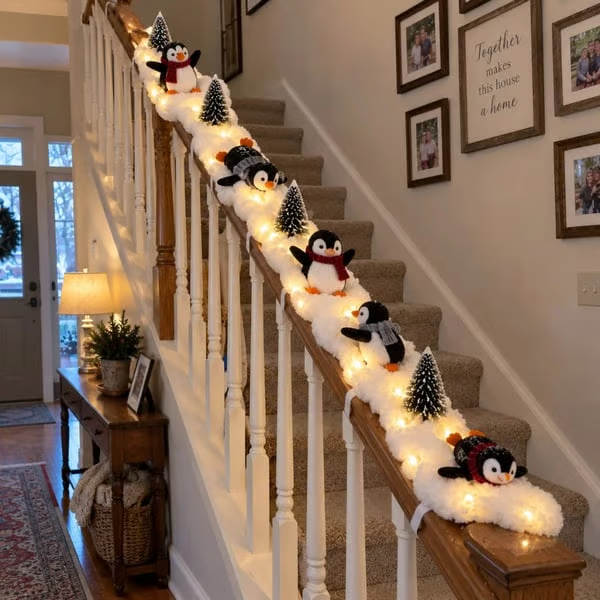 DOMIPLE | New Product Pre-sale 🎅 Christmas Early Discount 49% Off 🐧 Penguin Christmas Stair Snow Decor | A Cozy Penguin Christmas Story ✨