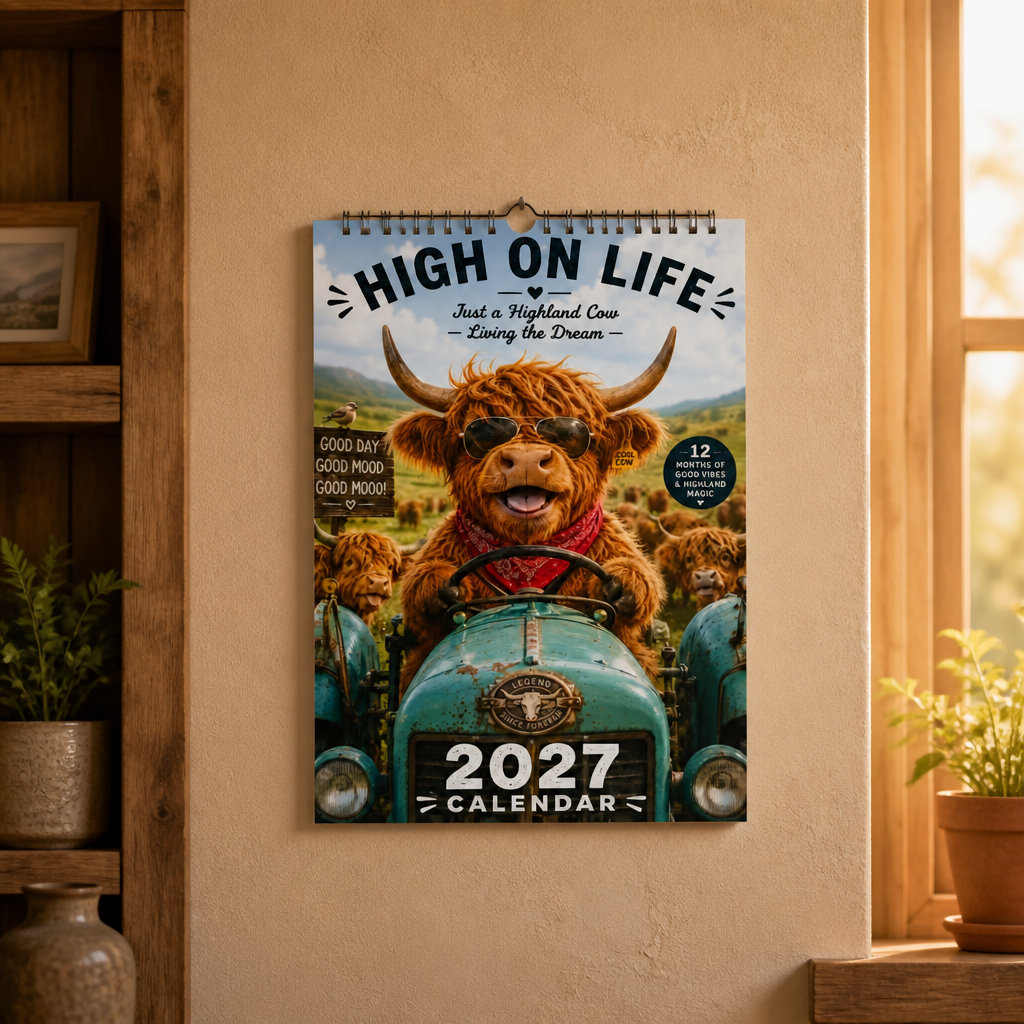 2027 Highland Cow Wall Calendar
