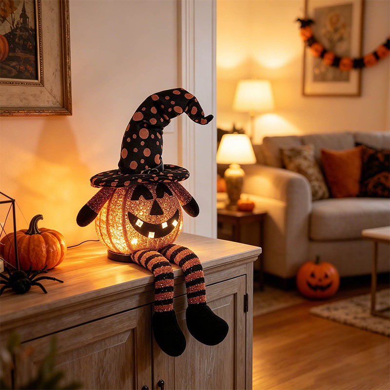 🎁Last Day 60% OFF - Light Up Pumpkin Smiling Halloween Ornament Doll
