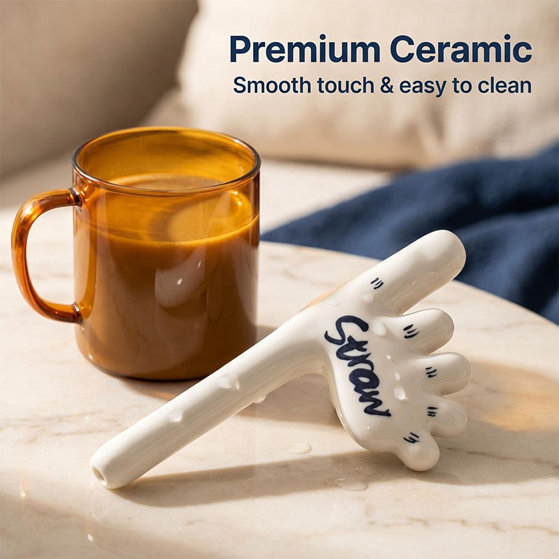 🔥Halloween 70% OFF🌟Handmade Foot-Shaped Ceramic Straw