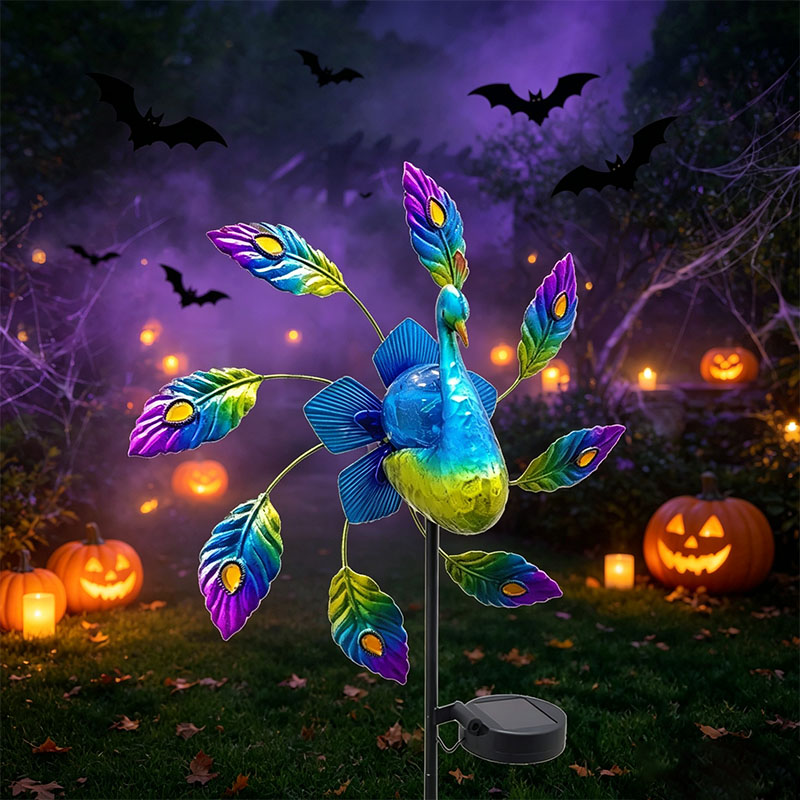 🔥Hot Sale🔥Solar Peacock Windmill Light – LED Pathway Light for Lawn, Garden & Outdoor Decor