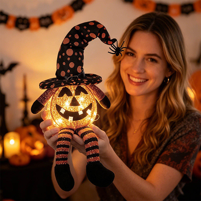 🎁Last Day 60% OFF - Light Up Pumpkin Smiling Halloween Ornament Doll