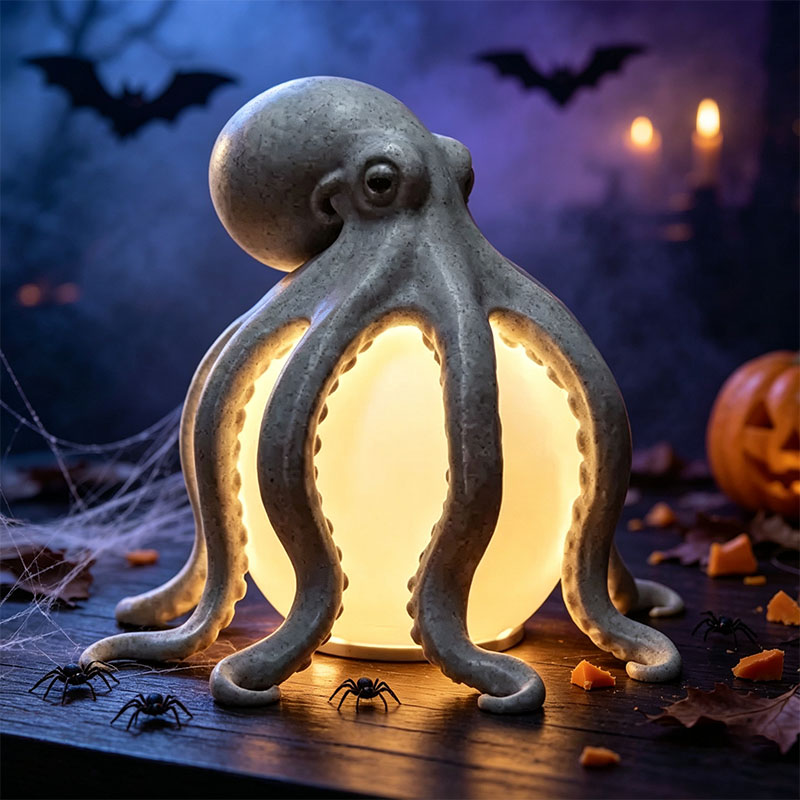 🐙Octopus Ocean Decor Table Lamp Nautical Resin LED Bedside Desk Lamp Gift