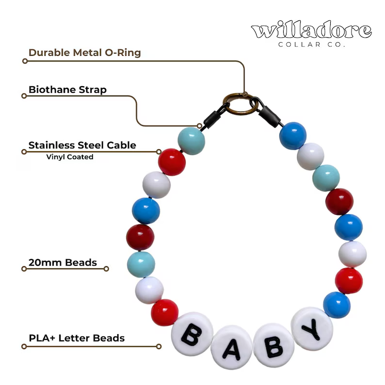 Personalized Beaded Dog Collar (Customizable)