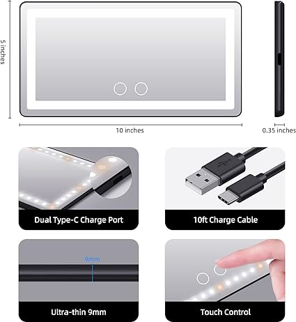 LED Car Light Makeup Mirror