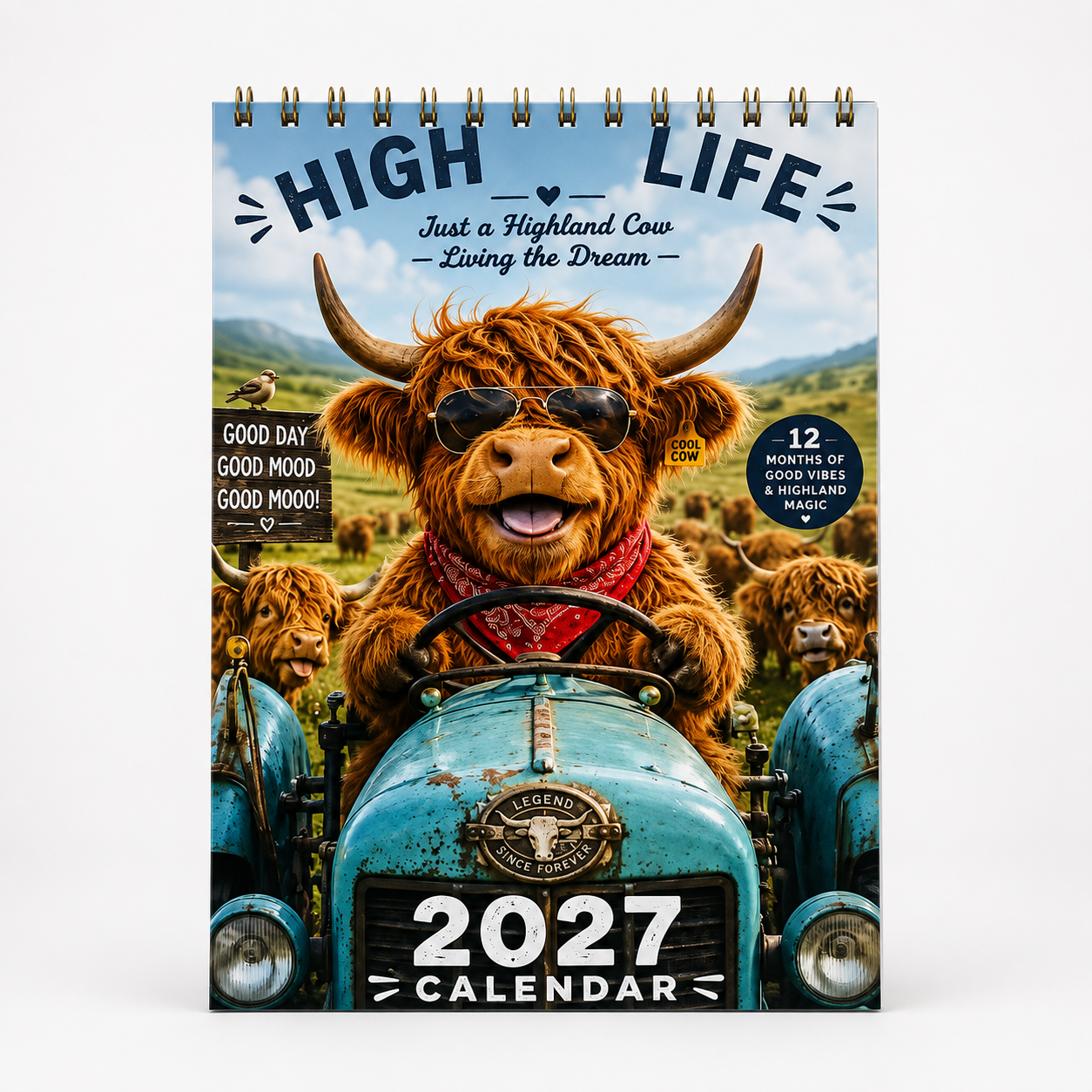 2027 Highland Cow Wall Calendar