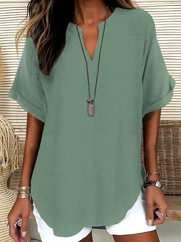 2026 Women's Soft-Touch Notched-Neck Blouse