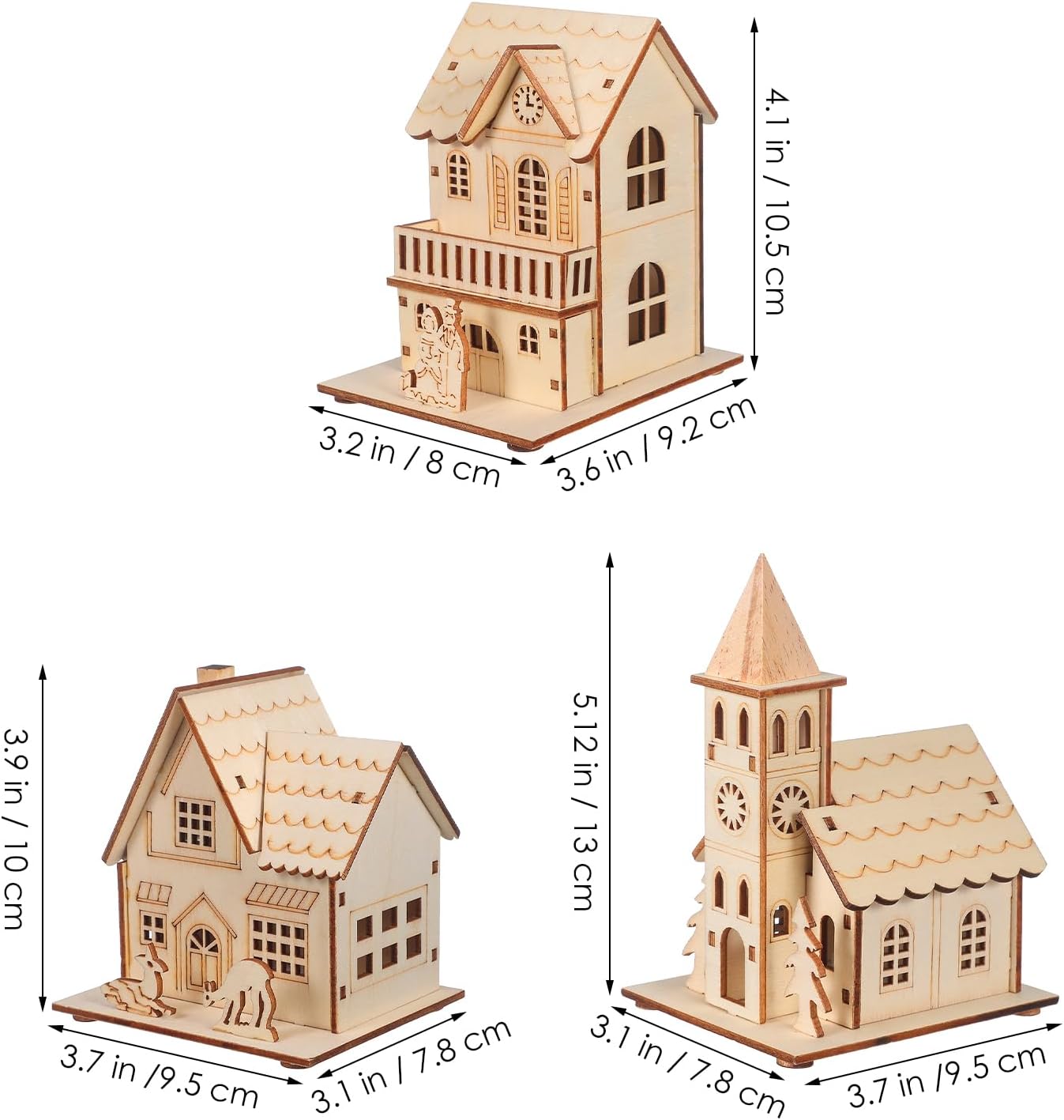 Christmas Glowing Wooden House (3PCS)