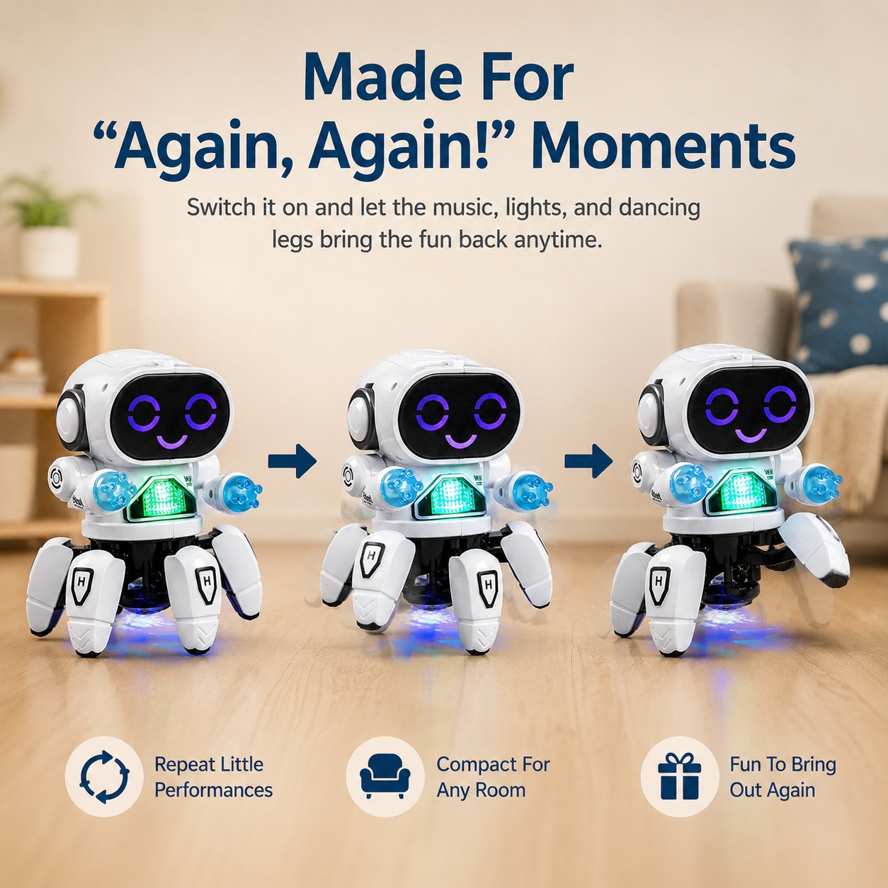 Funny Singing Robot Toy With Dancing Lights And Sounds
