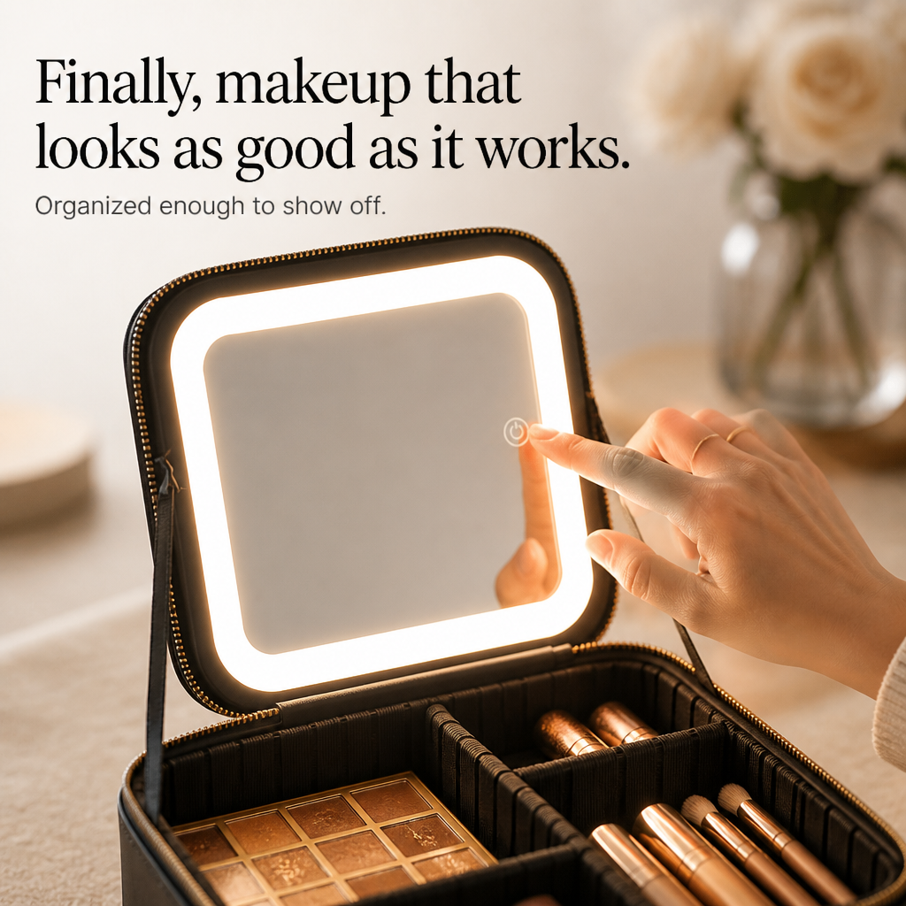 Portable Vanity Case With Lighted Mirror