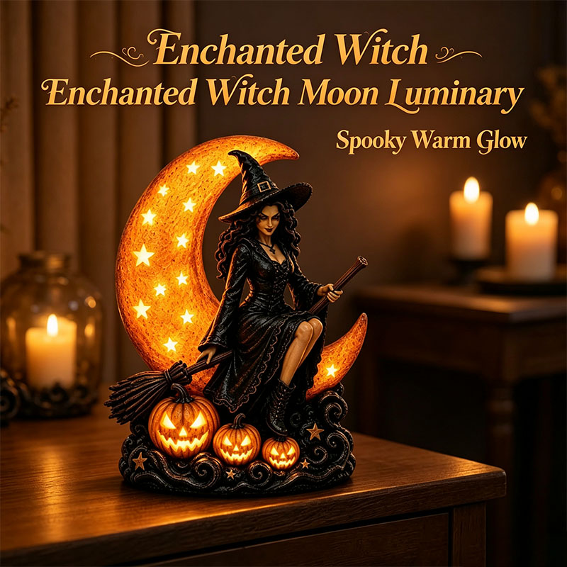 Enchanted Gothic Crescent Vintage Witch Moon LED Tabletop Lamp